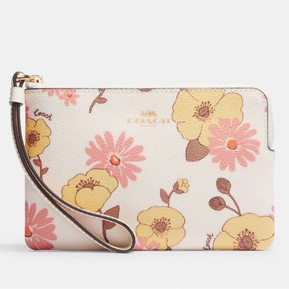 NWT COACH Corner Zip Wristlet
With Floral Cluster Print Wallet Pouch
Purse